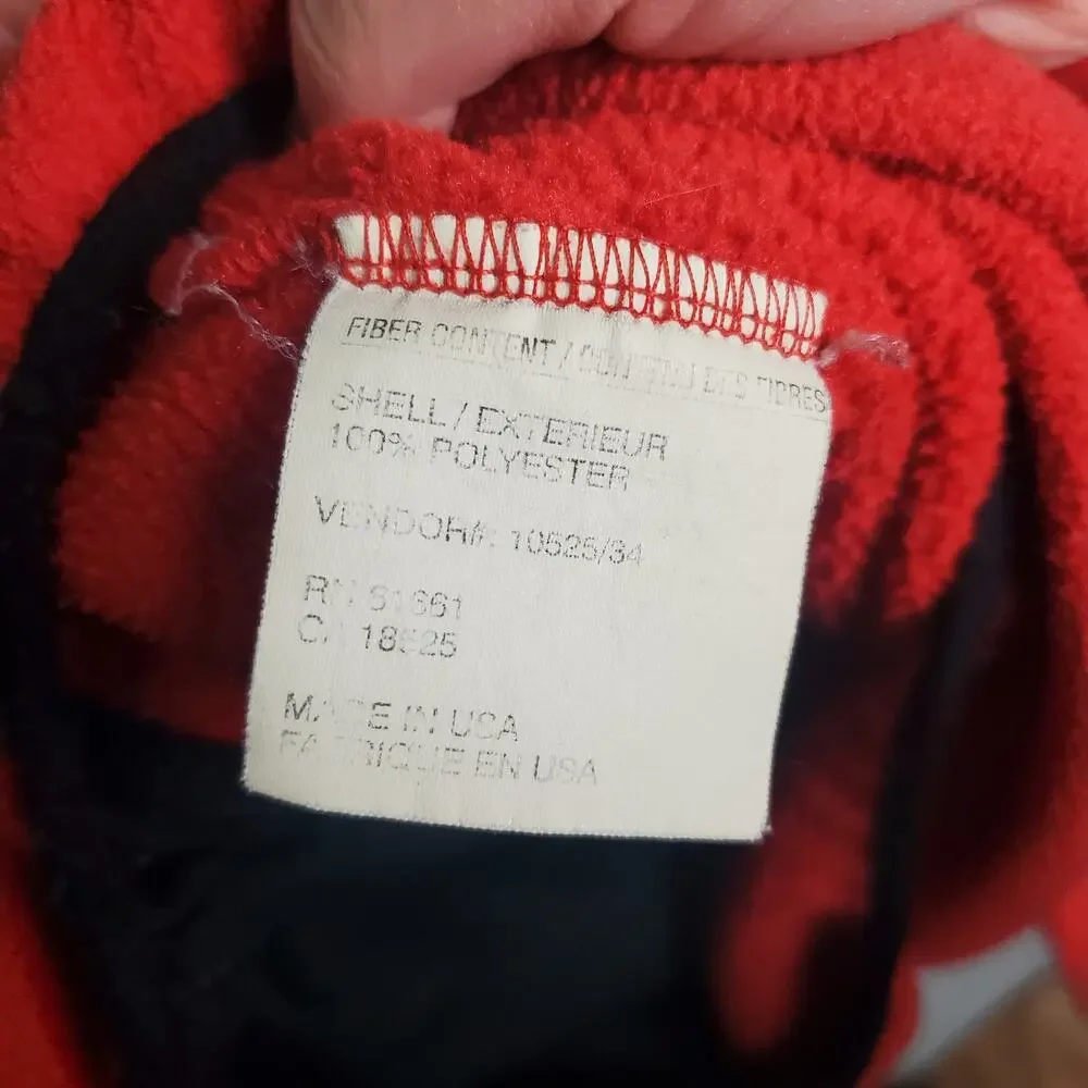 The North Face Red Fleece Quarter Zip Jacket Kangaroo Pocket XL Made in USA VTG